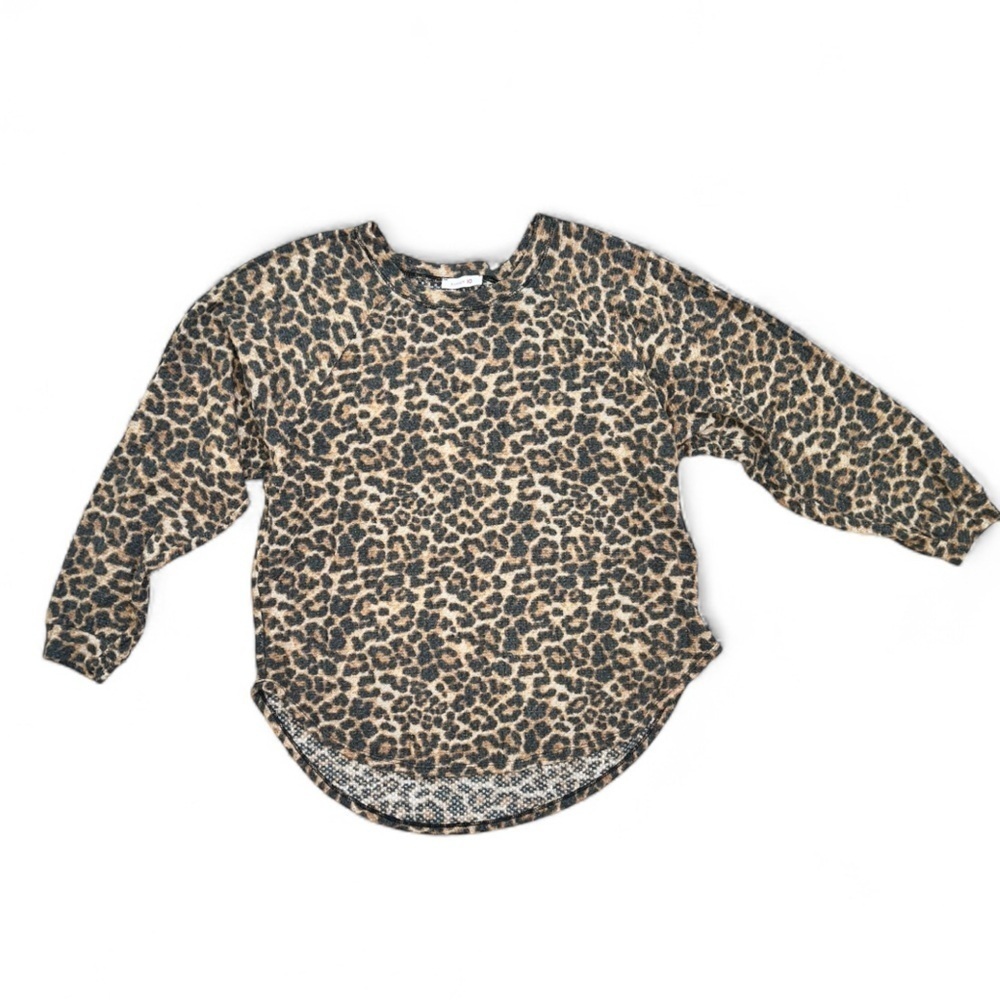 Summer 10 Waffle knit Leopard Print Long Sleeve Top Size Large EUC - Picture 2 of 6